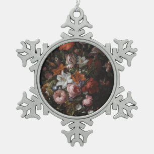 Blumen in einem Glasvase, 1704 Schneeflocken Zinn-Ornament