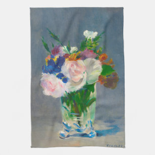 Blumen in einem Kristallvase durch Manet Handtuch
