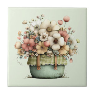 Blumen in einem Topf Cozy Shabby Cute Fliese
