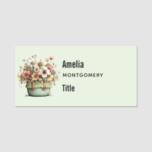Blumen in einem Topf Cozy Shabby Cute Namensschild