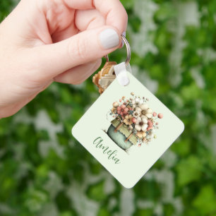 Blumen in einem Topf Cozy Shabby Cute Schlüsselanhänger