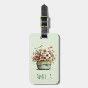 Blumen in einem Topf Gemütlich Shabby Cute Gepäckanhänger