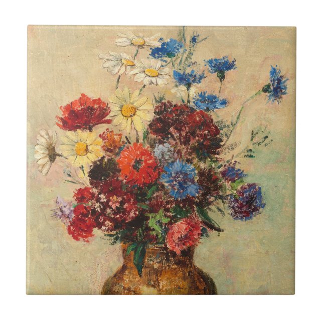Blumen in einem Vase, c.1910 Fliese (Vorderseite)