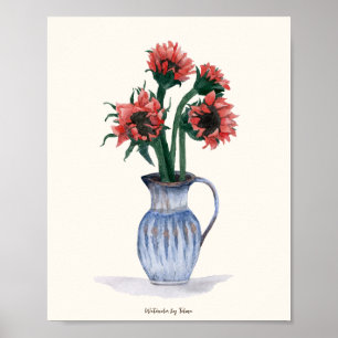 Blumen in einer Vase Aquarell Poster