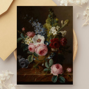 Blumen in einer Vase auf einem Marmorsims Postkarte