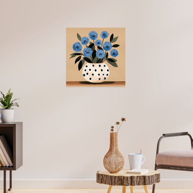Blumen in einer Vasemit Punkten Poster (Wohnzimmer 3)
