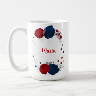 Blumen in Rot- und Marineblau Kaffeetasse