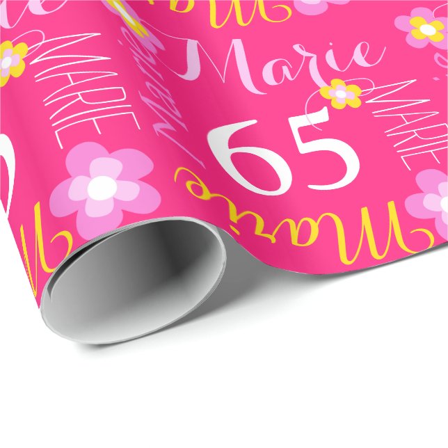 Blumen-individueller Name Marie Geschenkpapier (Rolleneckpunkt)