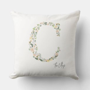 Blumen INITIAL "C" Sanfte Farben Wiese NAME Modern Kissen
