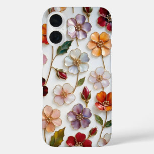 Blumen iPhone-Hülle Buntglas Pastell Blumen iPhone 16 Hülle