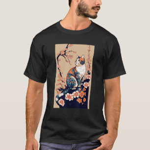 Blumen-Japanische Katze T-Shirt