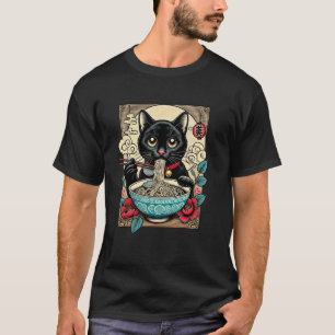 Blumen japanische Kunst Katzenliebhaber Süße Ramen T-Shirt