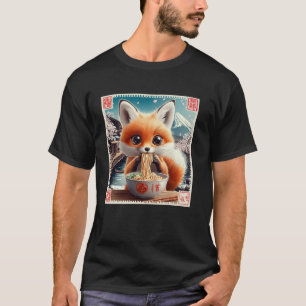 Blumen japanischer Mt. Fuji Briefmarken Fuchs Welp T-Shirt
