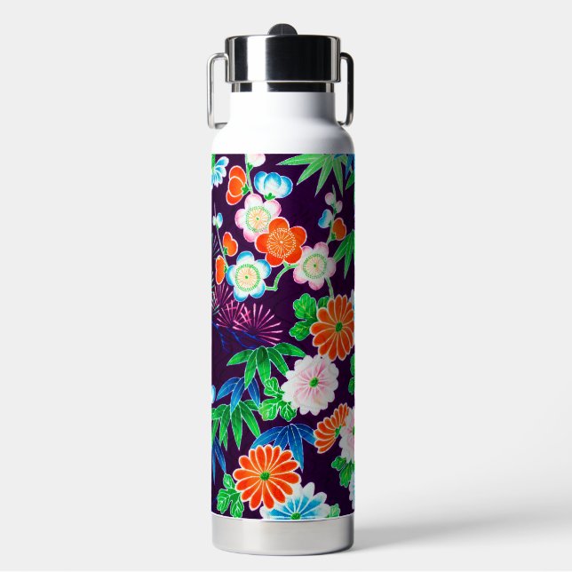 Blumen, japanisches Design Trinkflasche (Vorderseite)