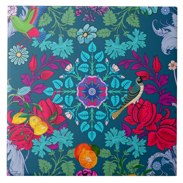 Blumen, Jugendstil, William-Morris-Stil Fliese (Vorderseite)