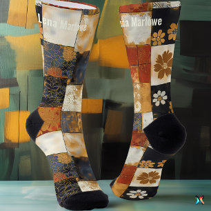 Blumen-Kachel-Patchwork-Socken – Maßgeschneidertes Socken