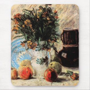 Blumen, Kaffeekanne und Früchte von Vincent van Go Mousepad