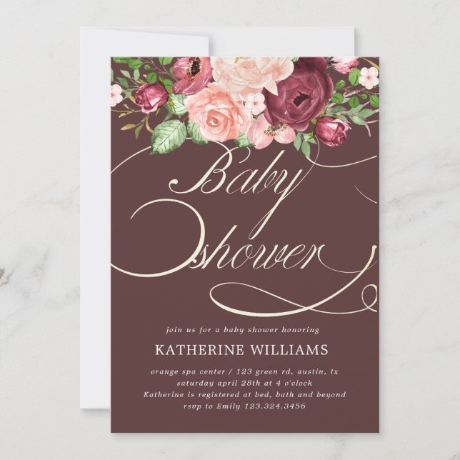 Blumen-Kalligraphie-Babydusche (Vorderseite)