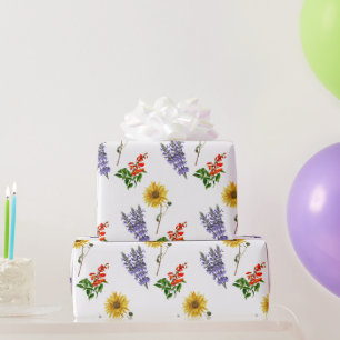 Blumen Kardinalblume Lavendel Sonnenblumen Muster  Geschenkpapier
