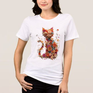 Blumen-Katz-Shirt | Süßes ästhetisches Katz-Liebha Tri-Blend Shirt