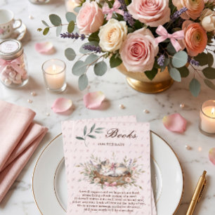 Blumen-Kätzchen-Mädchen-Baby-Shower-Buch-Anfrageka Begleitkarte