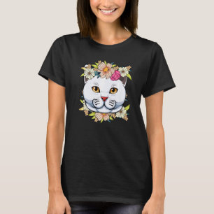 Blumen Katze Frühling Natur Floral Tierschutz Pro T-Shirt