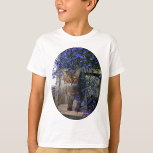 Blumen-Katze (oval) T-Shirt