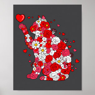 Blumen Katzen Herz Valentinstag Meow Kitty Kätzche Poster