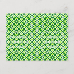 Blumen-Kimono-Druck, Limette- und Kiefern-Grün Postkarte