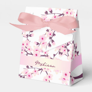 Blumen-Kirschblüten-Rosa-Weiß-Name-Geschenkbox Geschenkschachtel