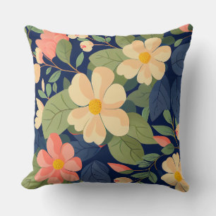 Blumen-Kissen Navy Pfirsich Rosa Botanisch Gartenm Kissen