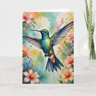Blumen-Kolibri-Grußkarte Feiertagskarte