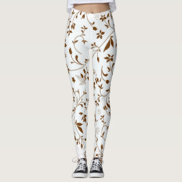 Blumen kopieren Weiß und Brown-Leggings Leggings