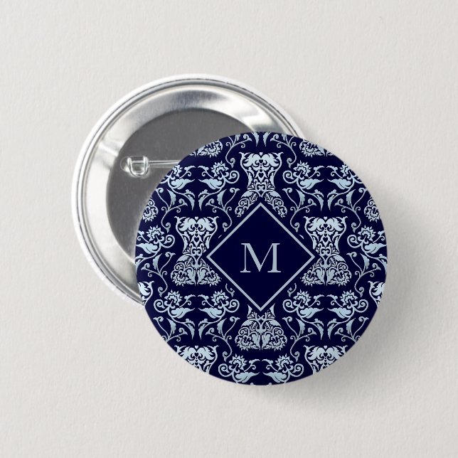 Blumen-Korsett-Damaskmuster Button (Vorne & Hinten)