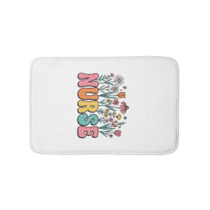 Blumen-Krankenschwester-Blasenbuchstabe Vintage-St Badematte