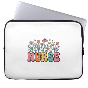 Blumen-Krankenschwester-Blasenbuchstabe Vintage-St Laptopschutzhülle