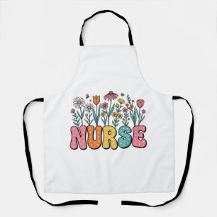 Blumen-Krankenschwester-Blasenbuchstabe Vintage-St Schürze