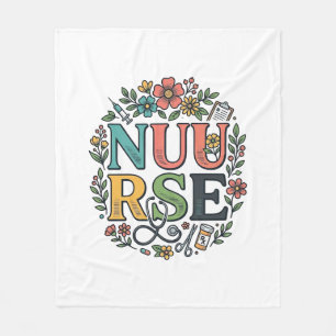 Blumen-Krankenschwester-Shirt-Design Vintage-Mediz Fleecedecke