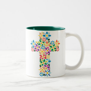 Blumen-Kreuz Zweifarbige Tasse