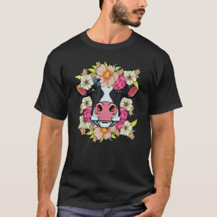 Blumen Kuh Frühling Natur Floral Tierschutz Pro T-Shirt