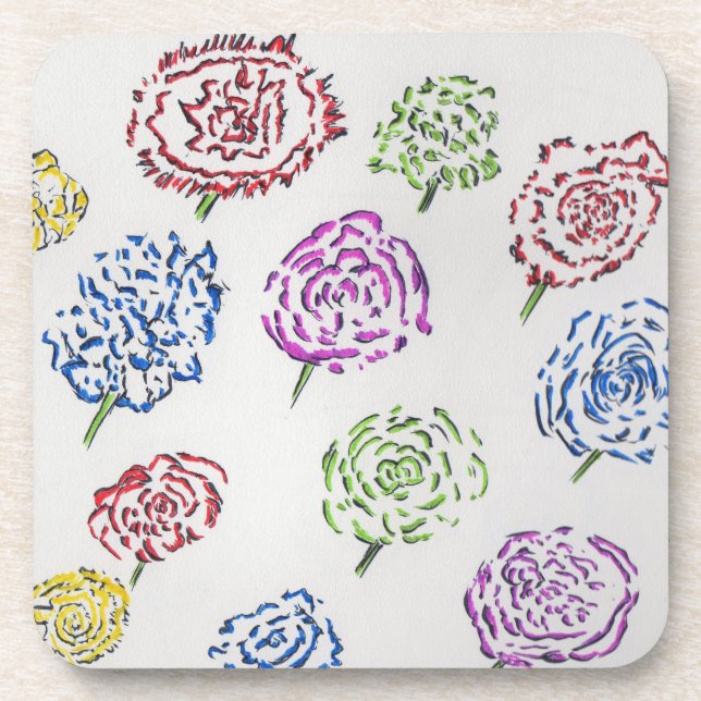 Blumen Kunststoff Untersetzer aus Hartplastik (Vorderseite)