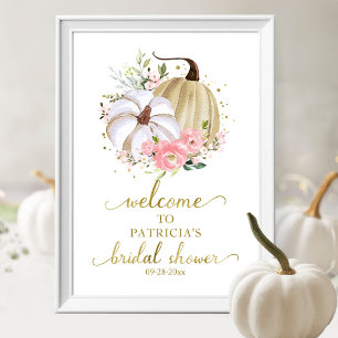Blumen-Kürbis-Herbst-Brautparty-Willkommensschild Poster