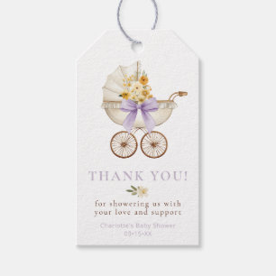 Blumen-Kutsche Lavendel Danke   Babyparty Geschenkanhänger