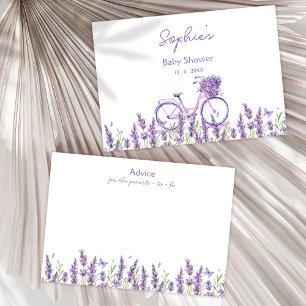 Blumen-Lavendel-Fahrrad-Baby-Party-Ratgeberkarte Begleitkarte