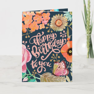Blumen- & Lettering-Geburtstagskarte Karte