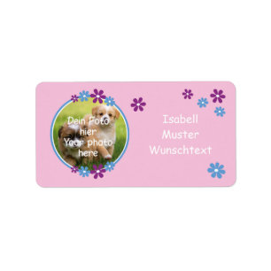 Blumen lila blau   Fotoaufkleber rosa Adressaufkleber