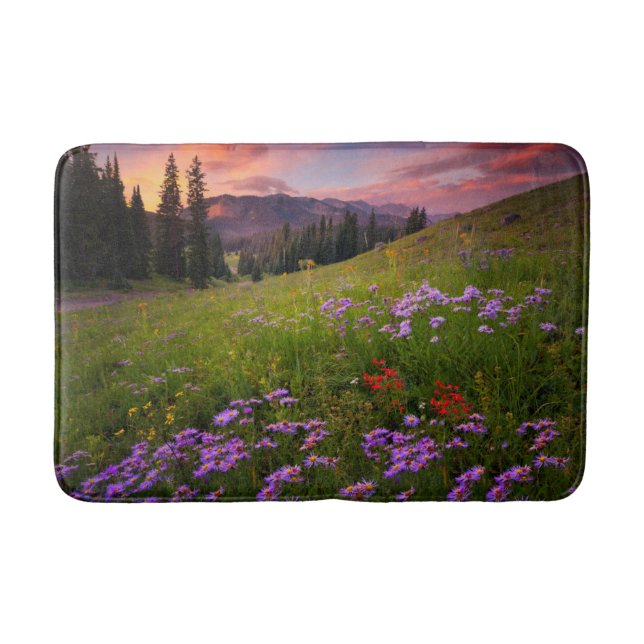 Blumen | Lila Wildblumen Colorado Badematte (Vorderseite)