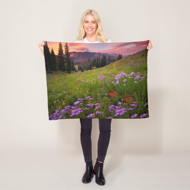Blumen | Lila Wildblumen Colorado Fleecedecke (Beispiel)