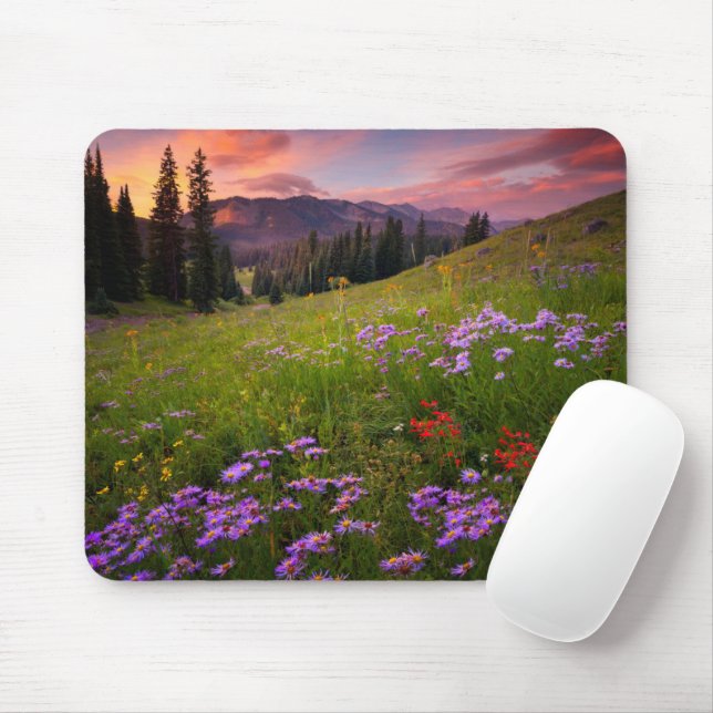 Blumen | Lila Wildblumen Colorado Mousepad (Mit Mouse)