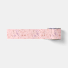 Blumen-Linienkunst-Abschluss Satinband